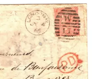 GB QV 4d Cover 1866 INTERRUPTED DESTINATION MAIL France *Opened & Re-Sealed* AA4 - Picture 1 of 6