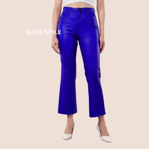 Women Pant Leather Discover Genuine Collection Festive Formal Lambkin High Waist - Picture 1 of 5