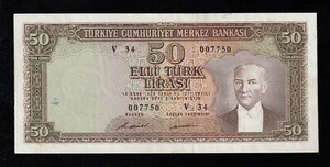 Türkei, 50 Lira, (1971-1979), P-187a, 7. Ausgabe * M. Atatürk * Serie : V 34 - Bild 1 von 2