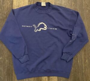 Detroit Lions Sweatshirt Size Large Blue Logo
