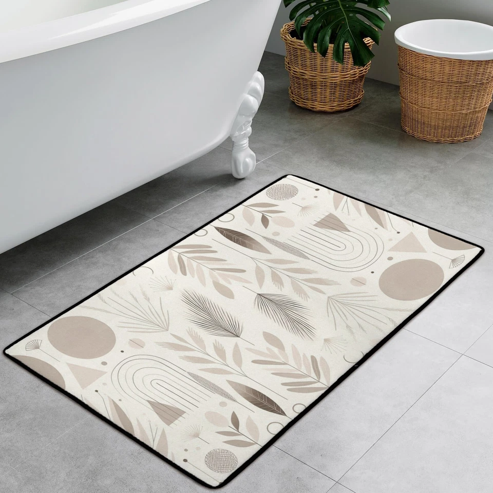 Bath Mat Area Rug 20x31 inches Design 356 Boho Elements Brown Beige - Image 1 of 4