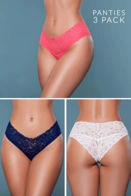 Calcinha BeWicked Nessa 3 peças cintura baixa renda com renda paisley floral delicada - Imagem 1 de 4