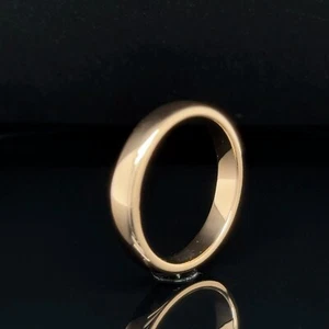 4mm Rose Gold Tungsten Carbide Ring Unisex High Polished Edges Anniversary Band - Picture 1 of 4
