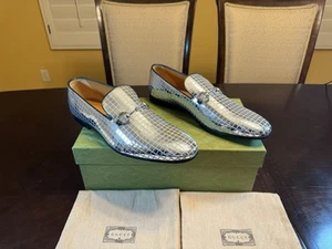 New Authentic Gucci Jordaan Sequin Horsebit Logo Loafers Shoes UK 10.5 / US 11 - Picture 1 of 20