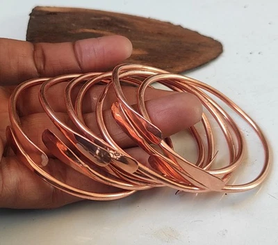 Set 7 Of Solid Copper Bangle, Hammered Solid Copper Beautiful Designer Bangle - Image 1 of 4