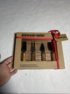 NIB Bread + Butter Acacia Wood 5 Piece Cheese Gift Set - Picture 1 of 3