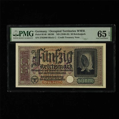 1940-45 Germany/Occupied Territories WWII 50 Reichsmark Pick#R140 PMG 65 EPQ UNC - Image 1 of 4