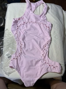 Traje de baño MIKOH Mahina corte lateral cuello alto de una pieza talla mediana rosa nube nuevo - Imagen 1 de 8