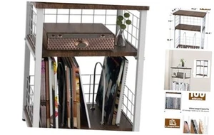 Record Player Stand, 3 Tier End Table with Double Layer Iron Wire Mesh  - Picture 1 of 8