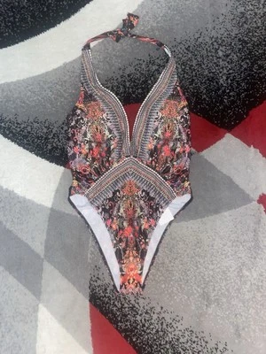 LA MODA 衣服串珠印花连体女式泳装 XL 码 — 第 1/4 张图片