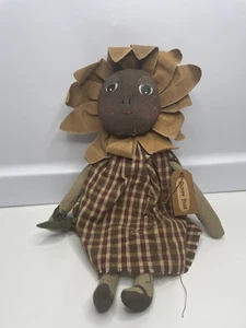 PEARSON"S PRIMITIVE Hand-Made FOLK-ART "Sunny Bud" SUNFLOWER Soft FABRIC Doll - Picture 1 of 10