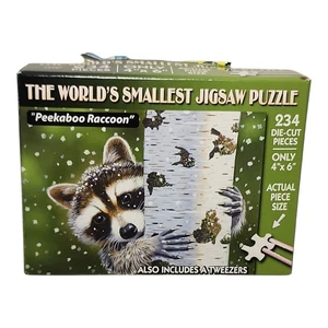 TDC Games World's Smallest Jigsaw Puzzle Peekaboo Raccoon 4x6" 234 Pc Puzzle New - Picture 1 of 7