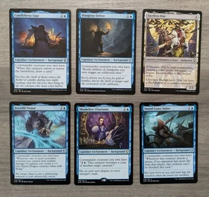 MTG Magic Set of 6 Blue Legendary Enchantment Background Commander Legends CLB - Picture 1 of 1