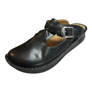 Algeria By PG Lite Classic Clogs Black Leather Size 39 Silver Buckle  - Picture 1 of 12