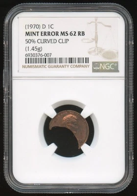 1970 D 1c 50% Curved CLIP LINCOLN CENTNGC MS 62 RB - Image 1 of 2