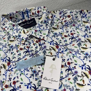 NWT Robert Graham men's XL Short Sleeve Button Down Shirt Fancy Abstract Floral - Picture 1 of 10