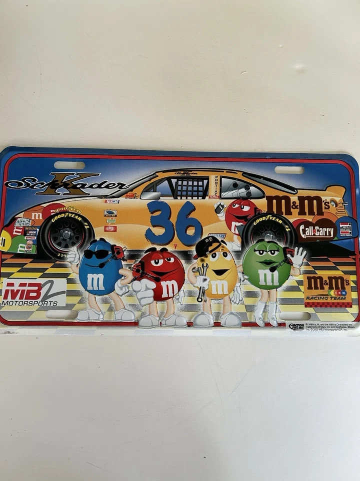 Ken Schrader M&Ms Metal License Plate New - Image 1 of 1
