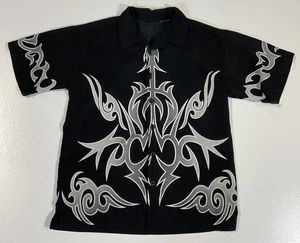 Vintage Tribal Cyber Lounge Shirt Sz S Distressed Skater Grunge Y2K - Picture 1 of 10