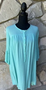 L&B Lucky Blessed Tunic Top S/M Turquoise Blue Gauze Beach Excellent Condition - Picture 1 of 8