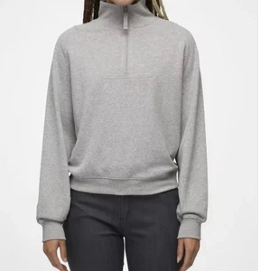 Prana Acogedor Pullover Gris Jaspeado Media Cremallera Sudadera Atletismo Mujeres Mediano Nuevo con Etiquetas - Imagen 1 de 6