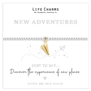 New Adventures Paper Aeroplane Plated Gift Boxed Bracelet New Job Gift Idea - Picture 1 of 2