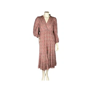 Max Studio Dusty Pink Floral Midi Dress Size S With Faux Wrap Bodice NWT - Picture 1 of 16