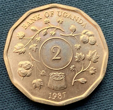 1987 Uganda 2 Shillings Coin UNCIRCULATED  RARE CONDITION    #M93 Cover