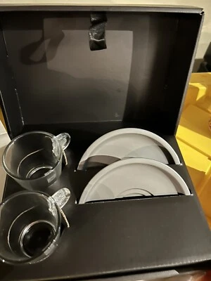 Juego de 2 tazas y platillos de café espresso de vidrio Nespresso NUEVO Foto 1 de 4