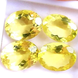 4 Pcs 56 Cts Natural Lemon Quartz Faceted Cabochon Lot 20x15 17x13mm #R-10559 - Picture 1 of 7