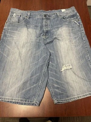 Pantalones cortos de mezclilla holgados con botones Parish Nation Distressed Y2K para hombre talla 44X15 Foto 1 de 4