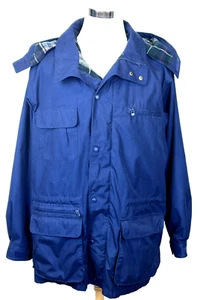Eddie Bauer Vintage Men's Navy Blue Winter Coat Jacket Parka Size L Wool Lining - Picture 1 of 9