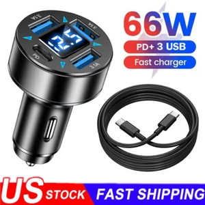 66W Super Fast Car Charger Adapter & Cable For iPhone 15 Samsung S23 S24 S20 S21 - Picture 1 of 20