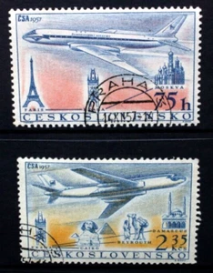 CZECHOSLOVAKIA 1957 Aircraft: Czech Airline. Set of 2. Fine USED CTO SG1000/1001 - Picture 1 of 1