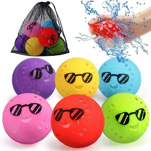 6 Pcs Reusable Water Balloons, Outdoor Water Toys for Boys and Girls, Pool - Picture 1 of 7