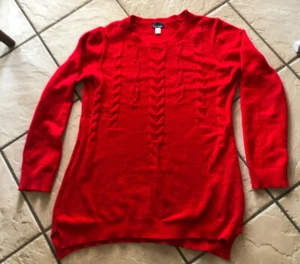 WOMAN'S SIZE S RED TUNIC BASIC EDITIONS LONG SLEEVE SWEATER - Picture 1 of 2