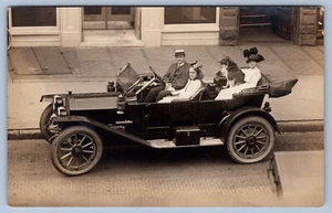 RPPC c1918 Family In New Car Town Trip - Picture 1 of 2