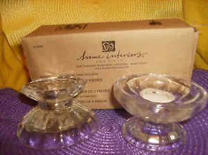 2 PC 11668 ELITE GLASS CANDLE HOLDER NEW IN BOX CANDLE STICK PILLAR VOTIVE - Picture 1 of 12