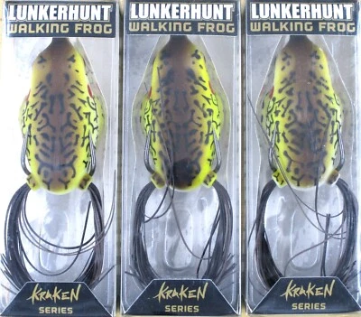 (3) Lunkerhunt Hollow Body Topwater 2 1/2" Walking Frog Woody 1/2 Oz Brand New - Image 1 of 4