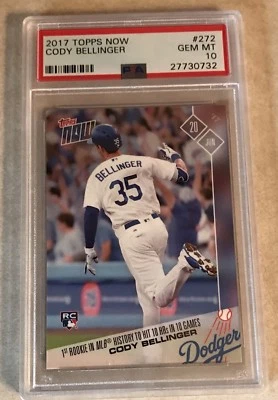 2017 TOPPS NOW #272 CODY BELLINGER  PSA GRADED 10 GEM MINT - 10 HRs IN 10 GAMES  - Image 1 of 2
