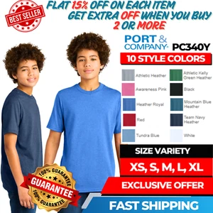 Port & Company PC340Y Youth Short Sleeve Soft Texture CVC Summer Print T-Shirt - Picture 1 of 11