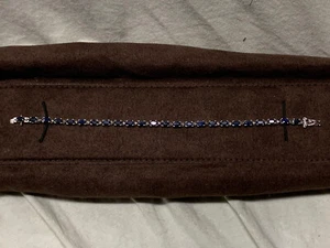 Ross Simons Sterling Silver Oval Dark Sapphire Accent Starbursts Tennis Bracelet - Picture 1 of 7
