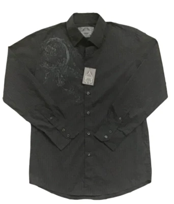 Bruno Shirt Mens Graphic Button Up Casual L/S Gray Purple Striped Small - Image 1 of 2