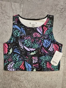Xersion Long Line Bralette Girls Size XL(16) Multi Butterfly  - Picture 1 of 4
