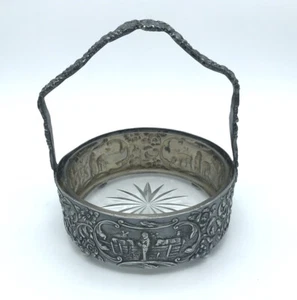 Antiguo Derby Plato Plateado Cesta Relish Plato Repousse Soporte en Relieve con Cuenco - Imagen 1 de 12