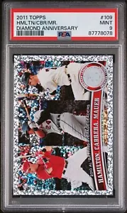 2011 Topps DIAMOND Josh Hamilton/Miguel Cabrera/Joe Mauer #109 PSA 9 87778078 - Picture 1 of 2