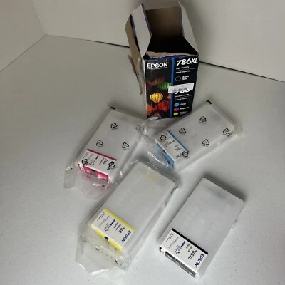 Genuine Epson Durabrite 786xl Black & 786 Color Ink Cartridges Ink Expired - Image 1 of 4