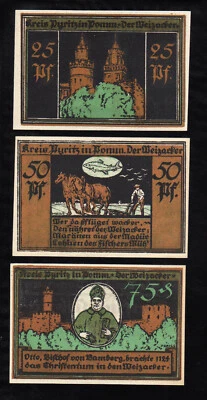 PYRITZ IN POMMERN  -  GERMANY NOTGELD - 25, 50, 75 PFENNIG - Image 1 of 2