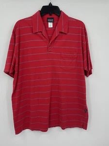 Patagonia Polo Shirt Size L Red Blue Striped Men’s - Picture 1 of 6
