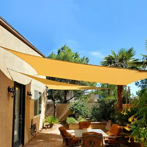 Tenda da sole rettangolare e triangolare giallo sabbia vela giardino patio tettoia - Foto 1 di 8