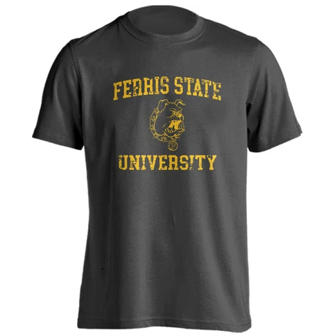 Ferris State University Bulldogs Distressed Retro Logo Short Sleeve T-Shirt Cover